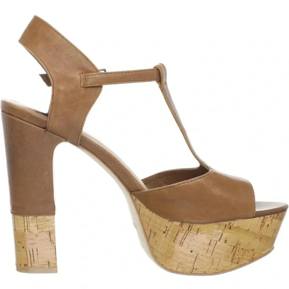 Dolce Vita Women's Baxter Platform pump Tan Leather Sz 9 EUC